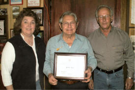 Media (Radio) Award Presentation for Radio Station WTAZ 9803. L-R - Cynthia Davis, Buster Turner (holding certificate), James Perry