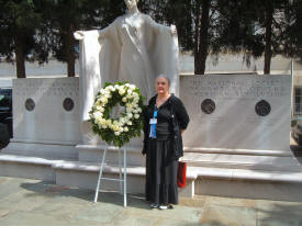 The President General & the Daughters paid Tribute to the Founders; 78th Anniversary 1929-2007, by placing a Wreath at "DAR Founders Memorial Monument". Ollie Ellison, our Chapter Regent, poses with the wreath