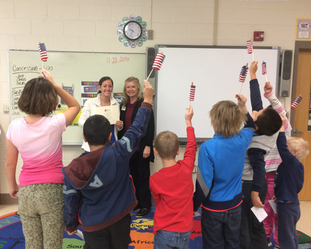 Flag etiquette class in a local school