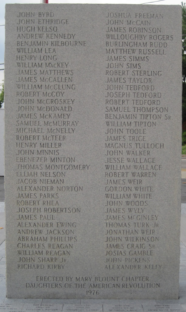 Revolutionary War veterans marker, back side