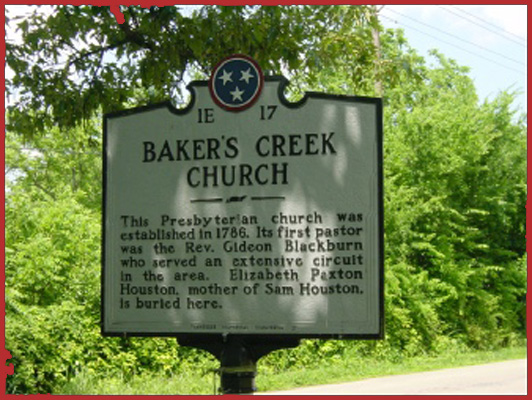 Bakers Creek Church historic marker