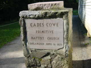 Cades Cove Primitive Baptist Church marker