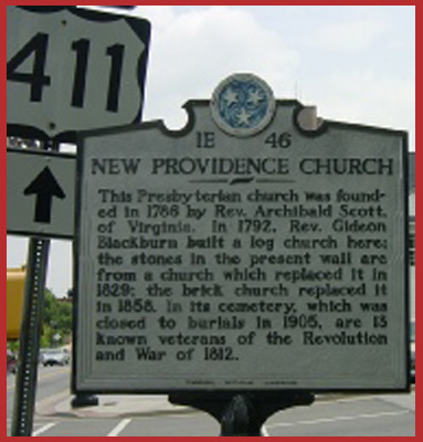 New Providence Church historic marker