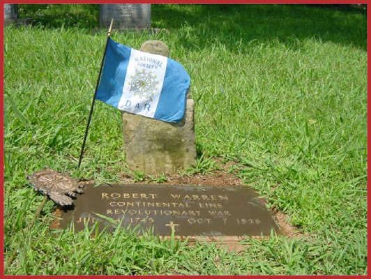 Robert Warren tombstone and marker, Louisville Cemetery