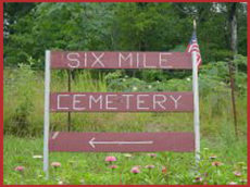 Six Mile Cemetery sign