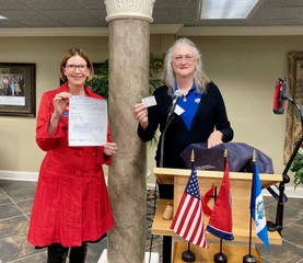 The chapter receives donations for veterans and the VA Hospital, where members volunteer