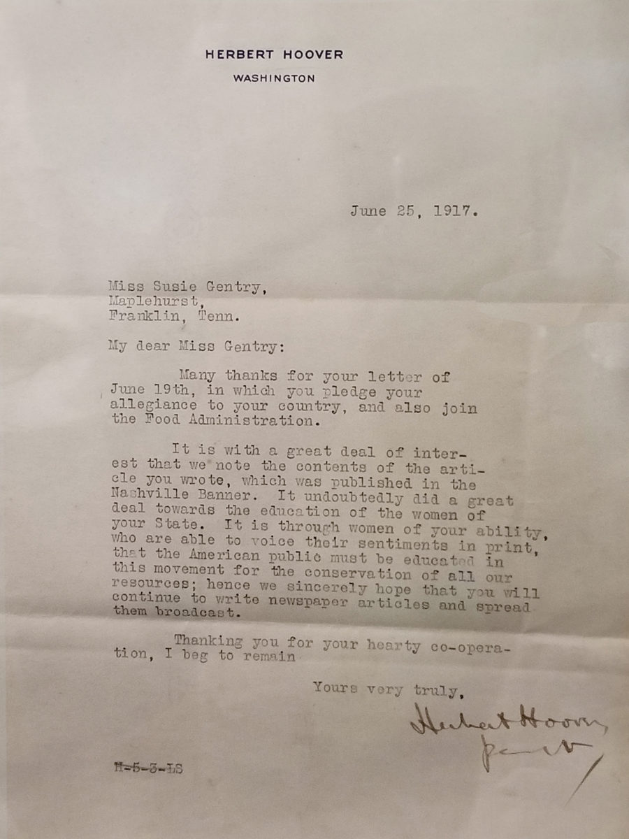 1917 Letter from Herbert Hoover