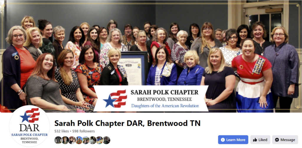 Sarah Polk Chapter, NSDAR, Facebook